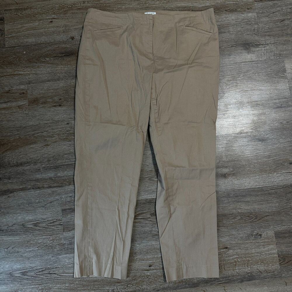 J. Jill Womens 14 Dress Pants Trousers Tan Straight Slim Leg Crop Slacks